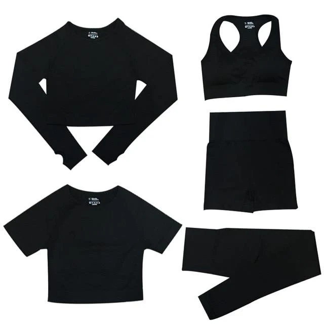 5-delige Sport Set | Dames tops en sportleggings met hoge taille - Image 10