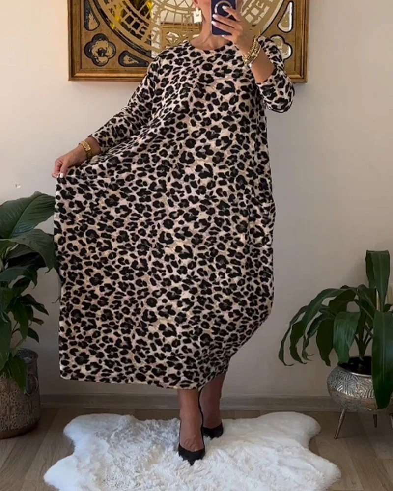Aritia | Elegante Jurk met zakken en luipaardprint - Image 3