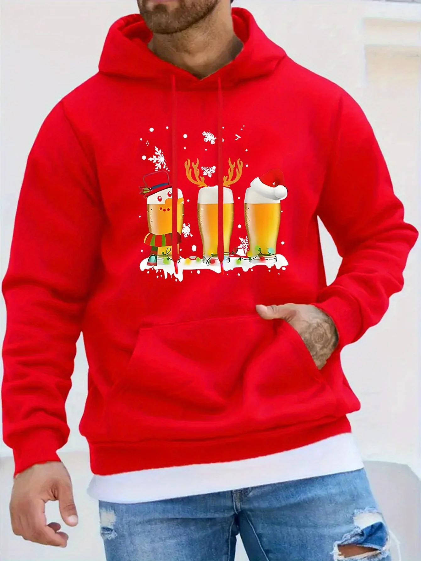 Beer | Casual & sportieve herensweater met kerstbiermok print - Image 3