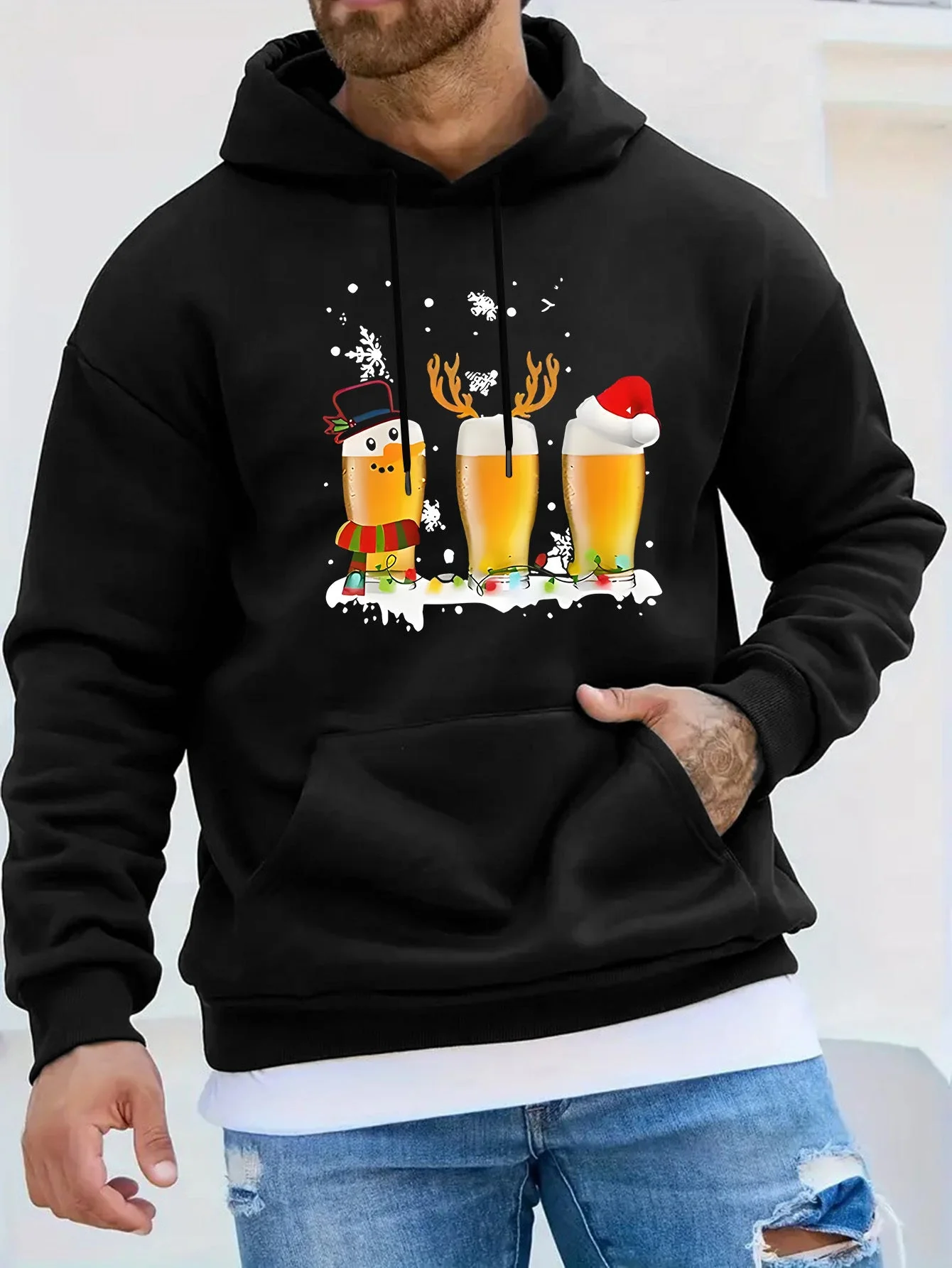 Beer | Casual & sportieve herensweater met kerstbiermok print - Image 4
