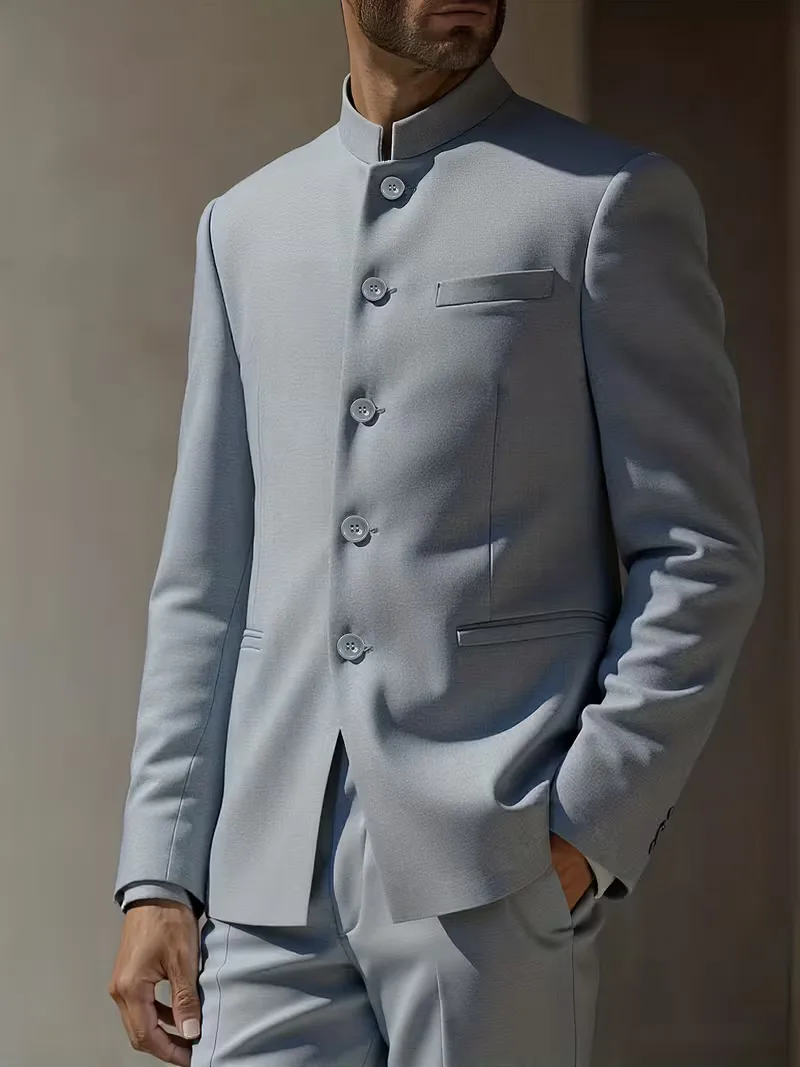 Blazer slim fit met mandarin collar - Image 12