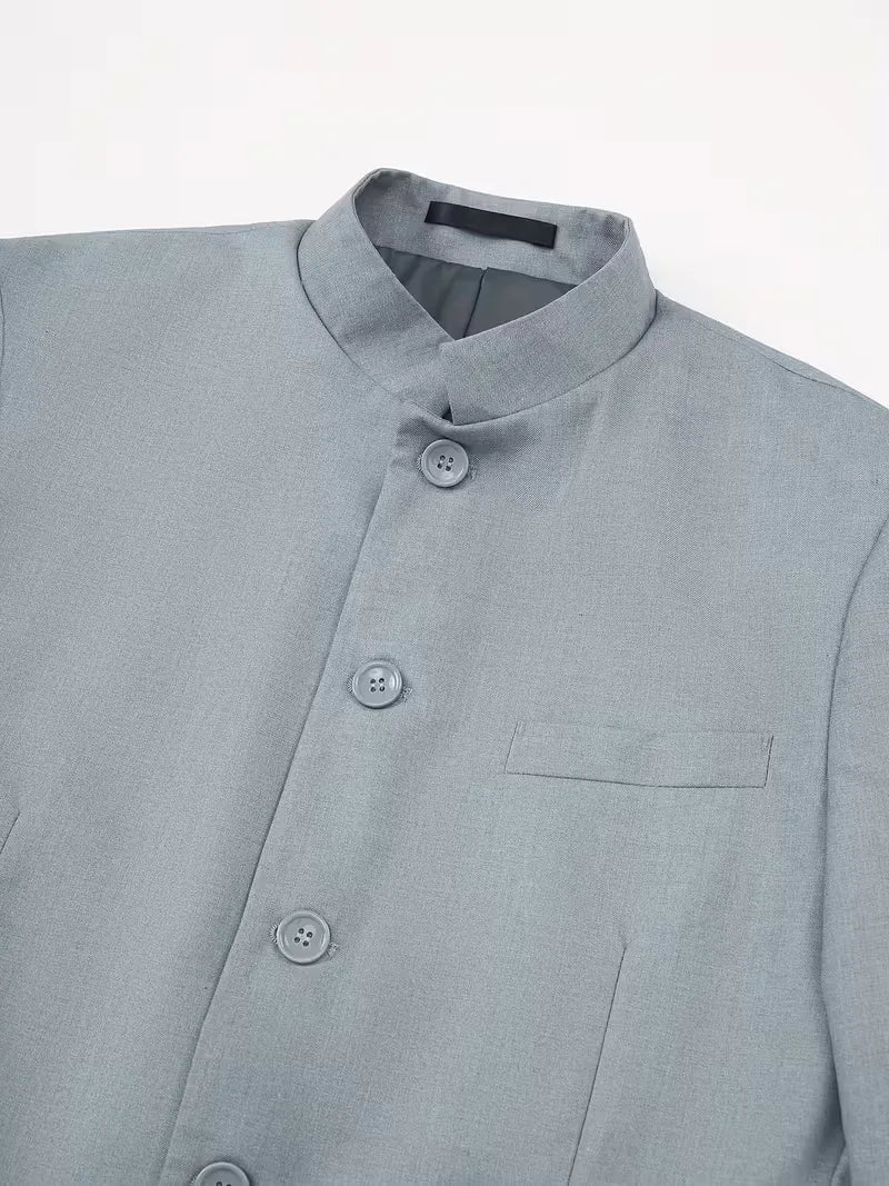 Blazer slim fit met mandarin collar - Image 16
