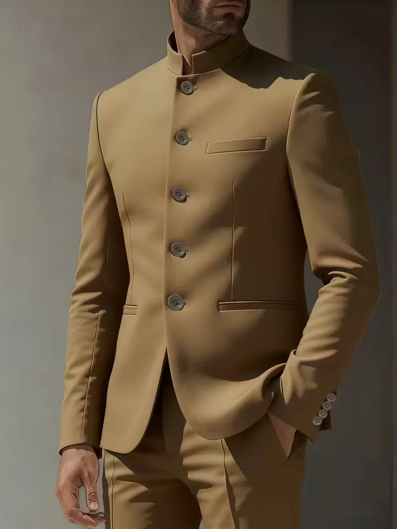 Blazer slim fit met mandarin collar - Image 23
