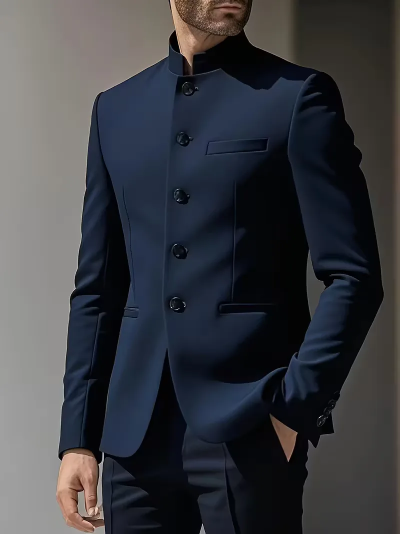 Blazer slim fit met mandarin collar - Image 7