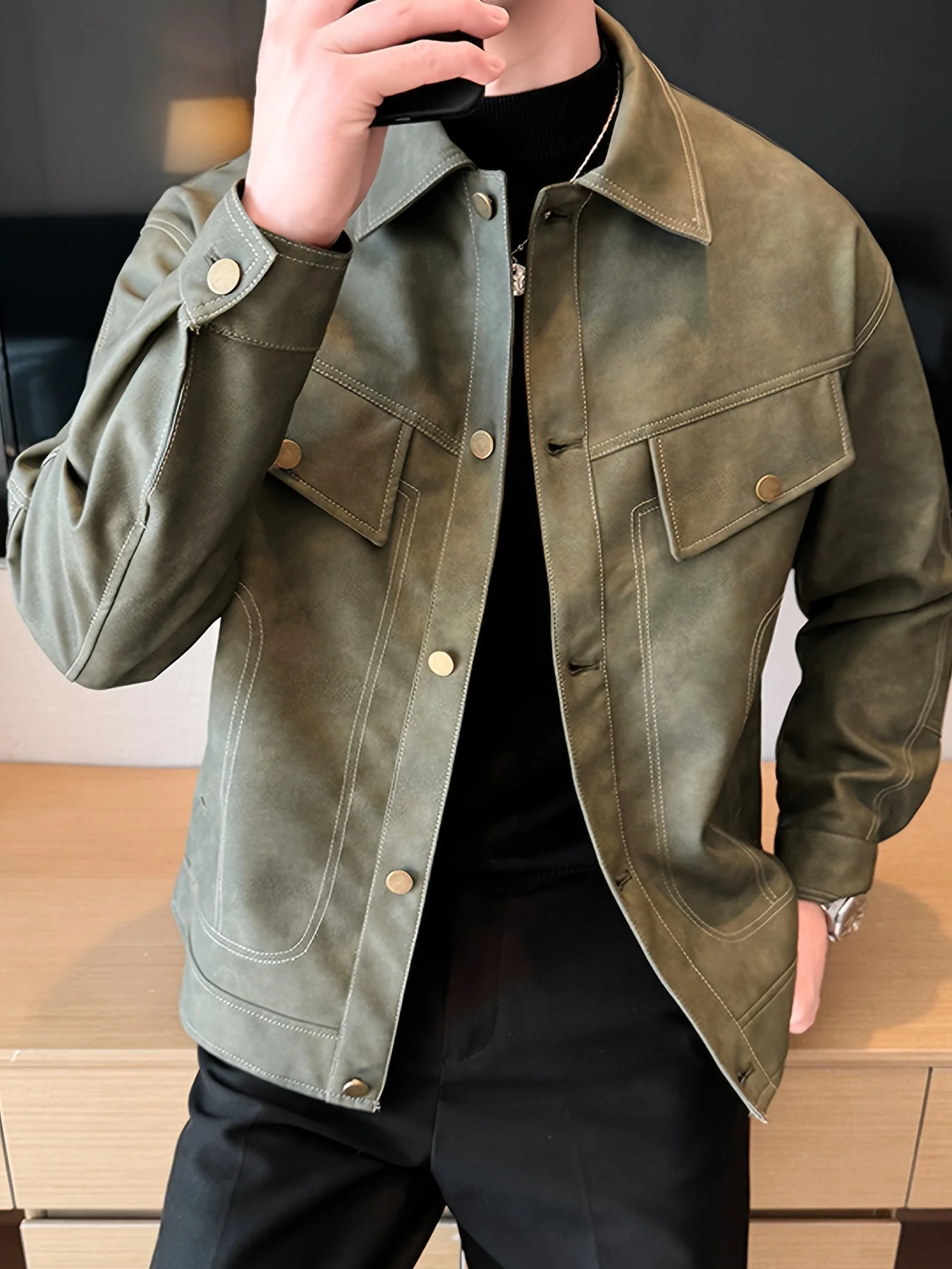 Bram | Trendy kunstlederen herenjas in casual biker stijl - Image 3
