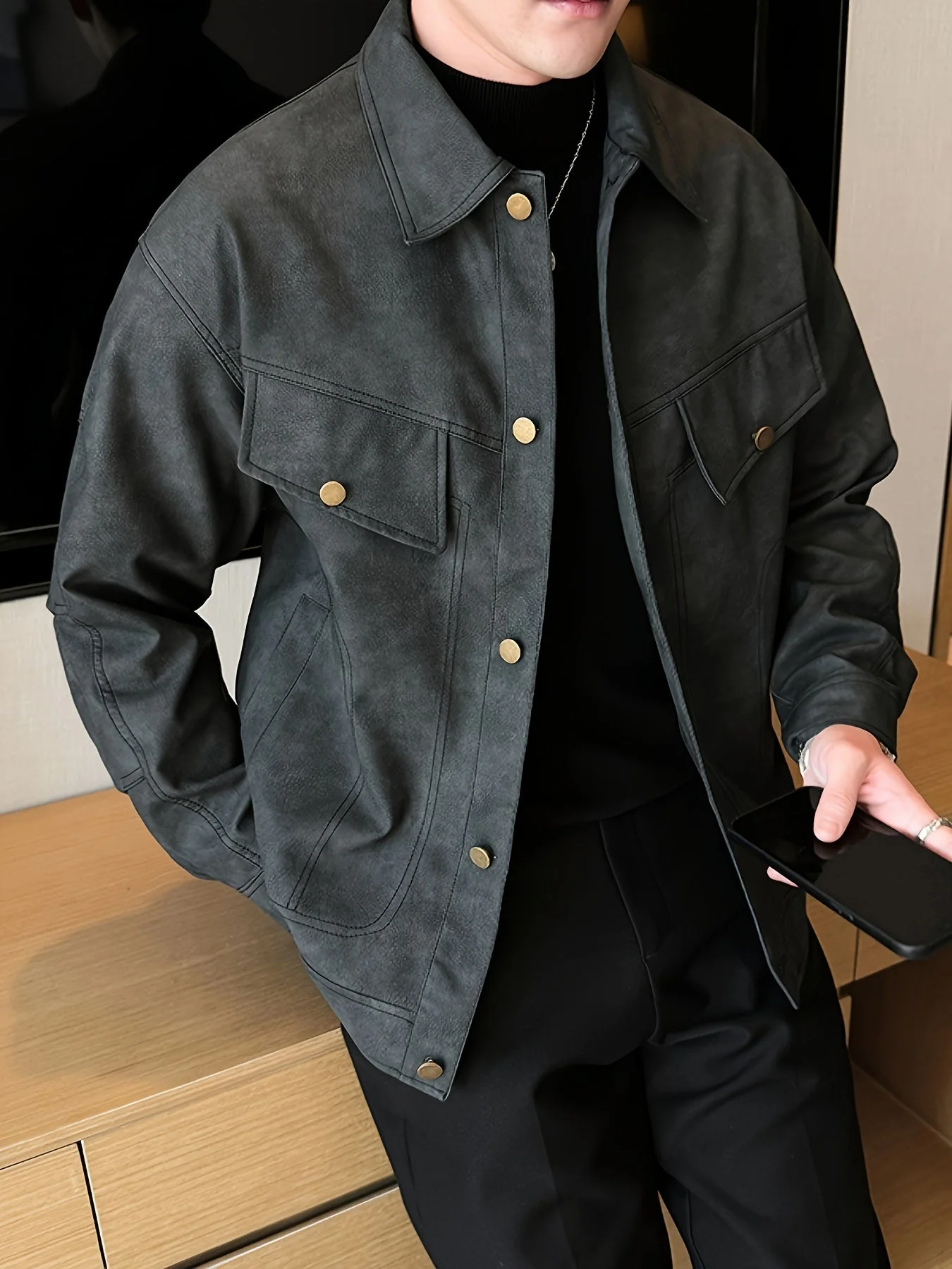 Bram | Trendy kunstlederen herenjas in casual biker stijl - Image 4