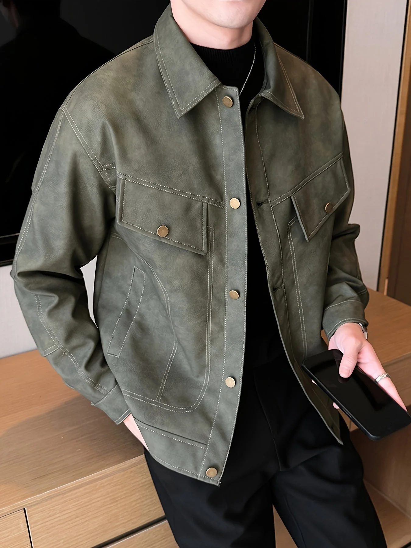 Bram | Trendy kunstlederen herenjas in casual biker stijl - Image 6