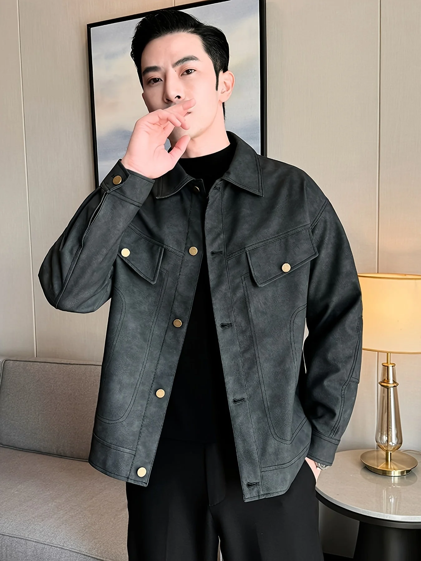 Bram | Trendy kunstlederen herenjas in casual biker stijl - Image 7