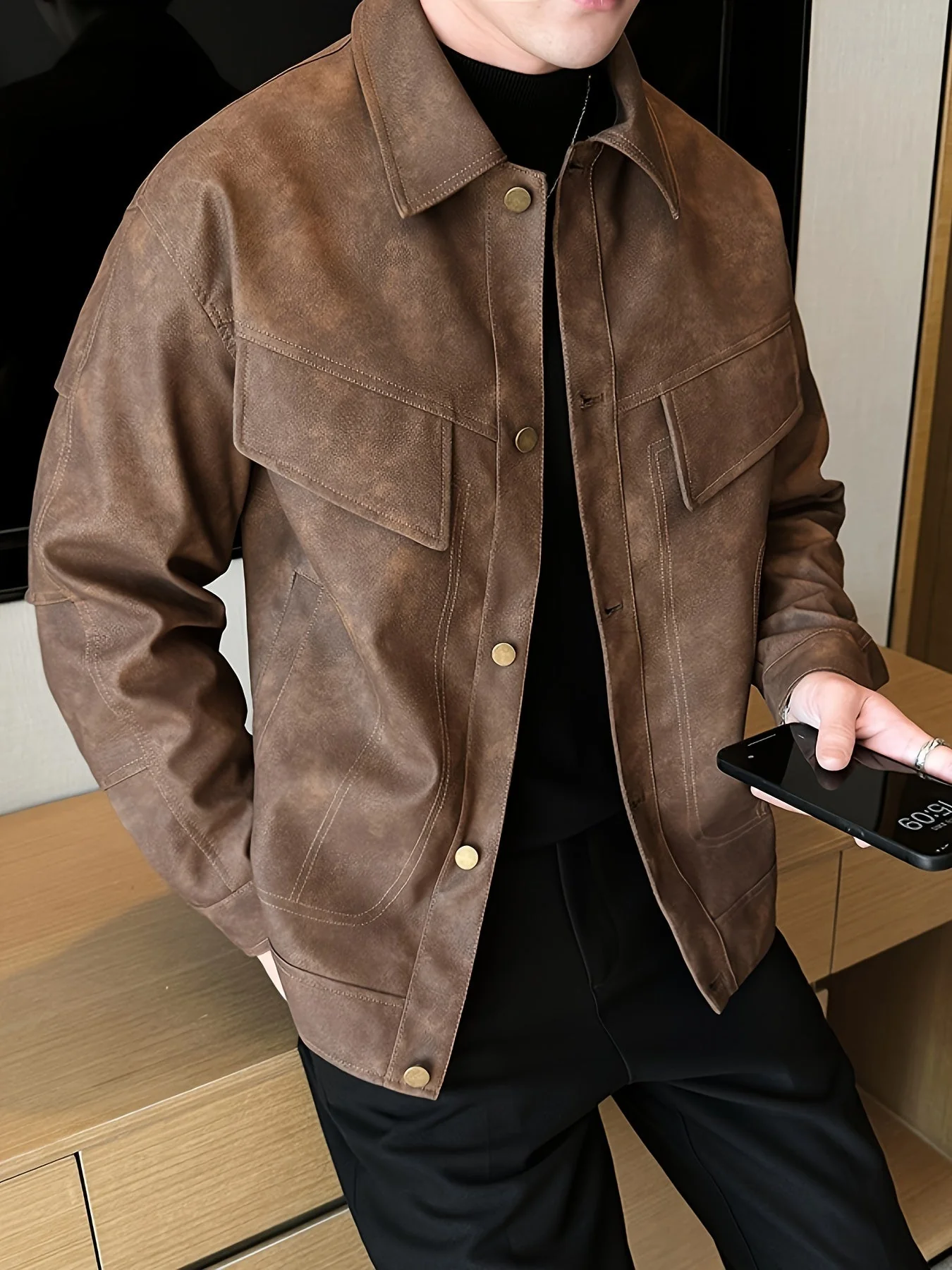Bram | Trendy kunstlederen herenjas in casual biker stijl - Image 8
