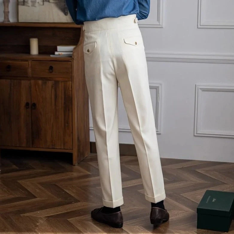 Broek met hoge taille en plooien aan de voorkant - Image 3