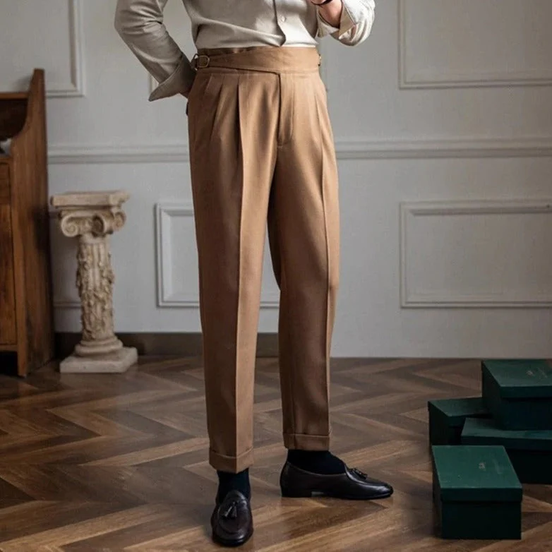 Broek met hoge taille en plooien aan de voorkant - Image 4
