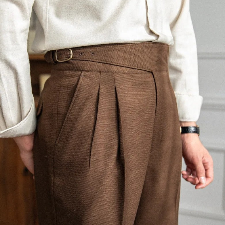 Broek met hoge taille en plooien aan de voorkant - Image 5