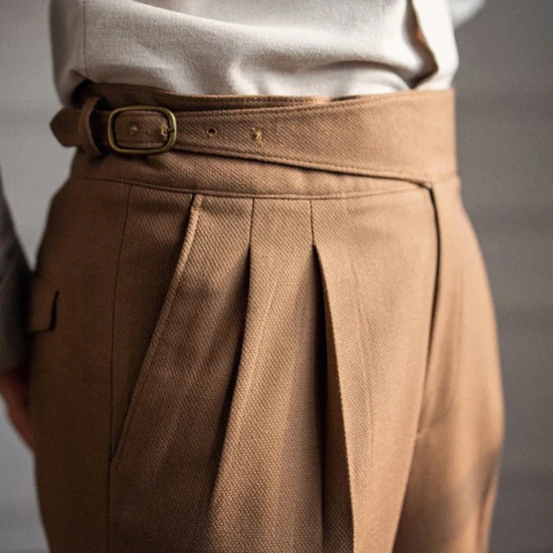 Broek met hoge taille en plooien aan de voorkant - Image 6