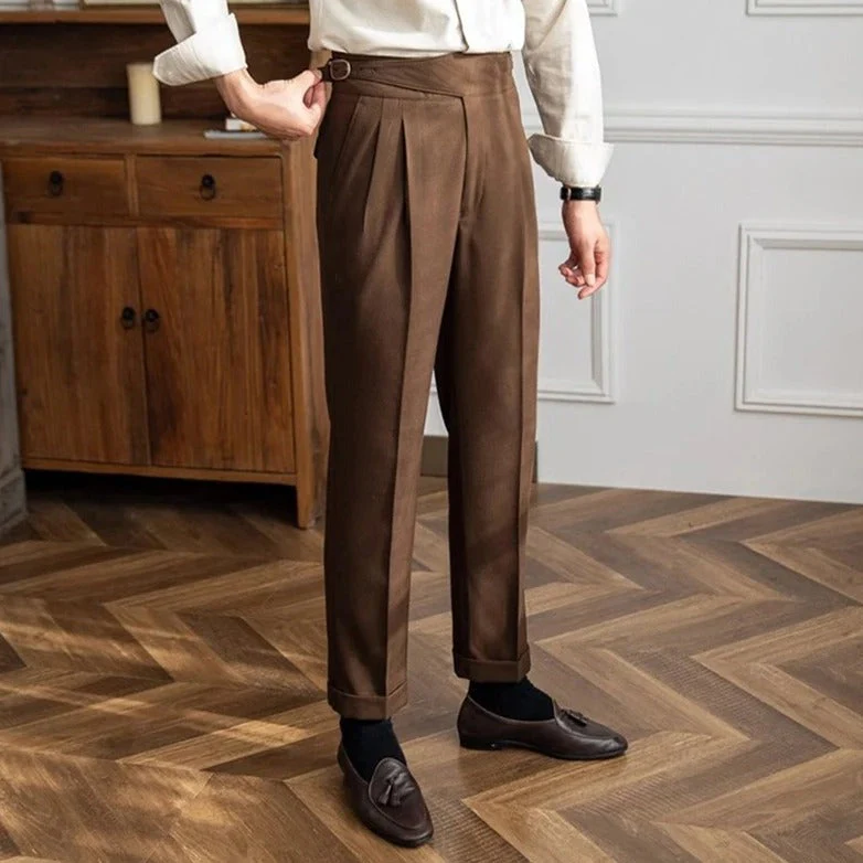Broek met hoge taille en plooien aan de voorkant - Image 8