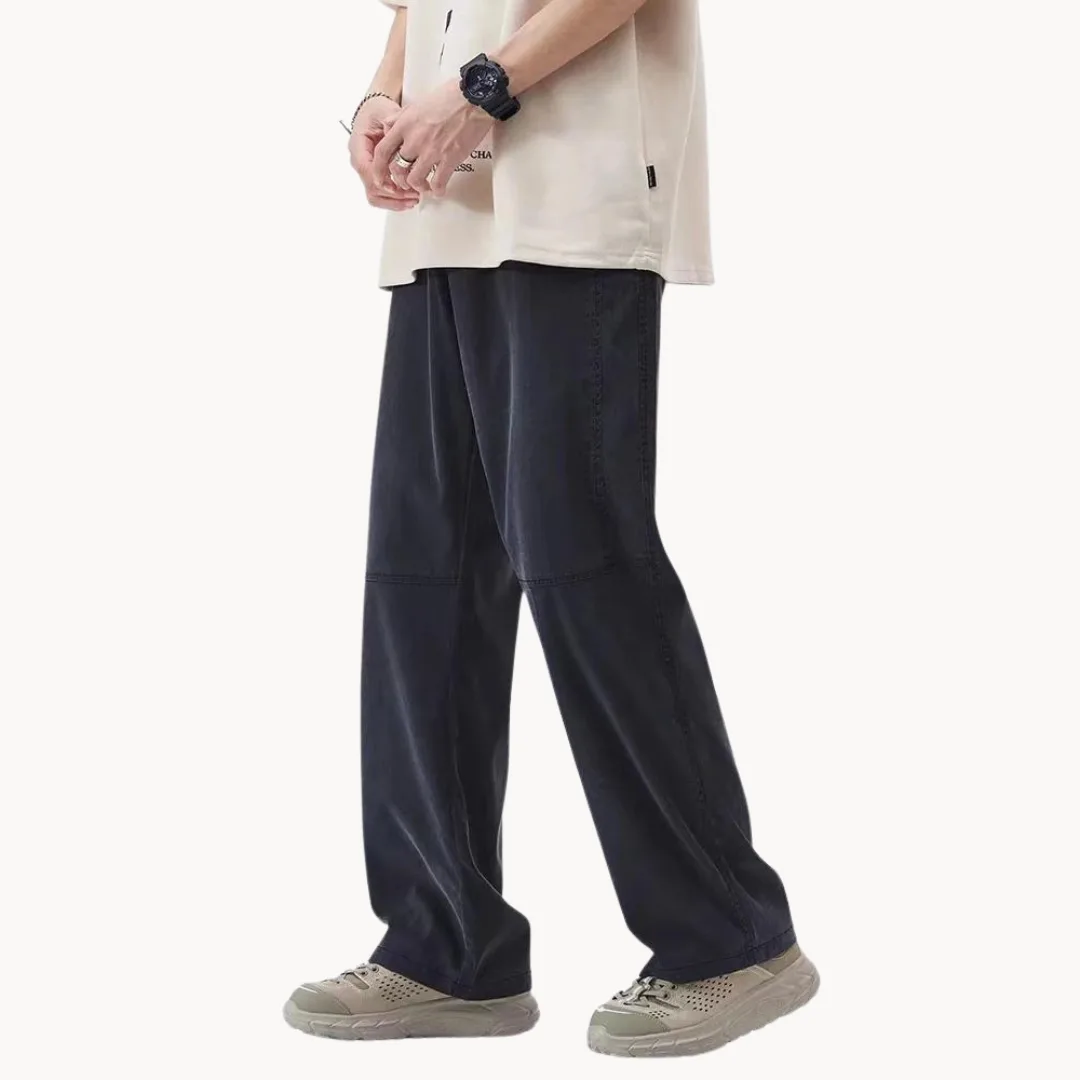 Herenbroek met rechte pasvorm en elastische taille