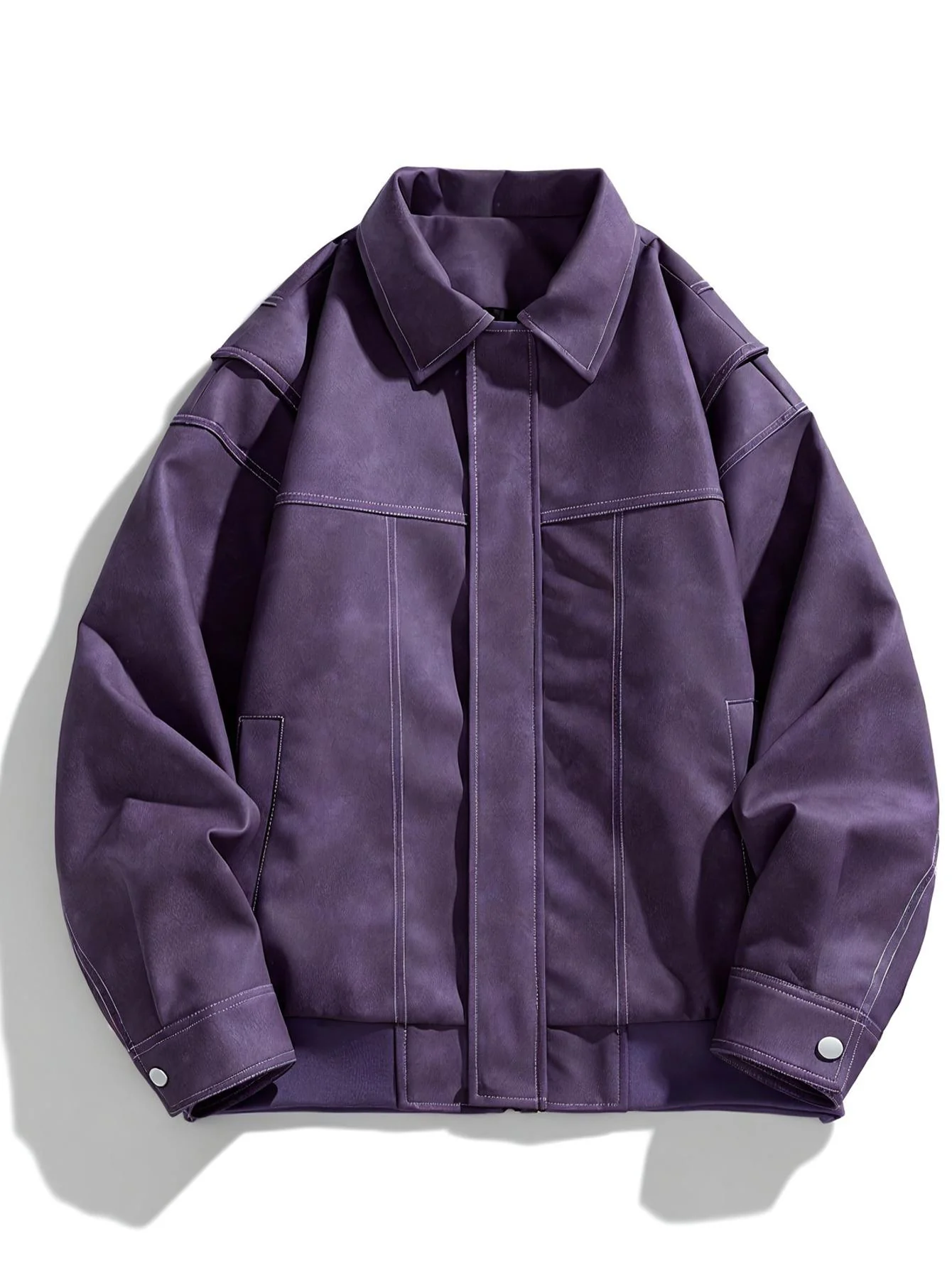 Cas | Heren casual kunstlederen jas met klep kraag & zakken - Image 2