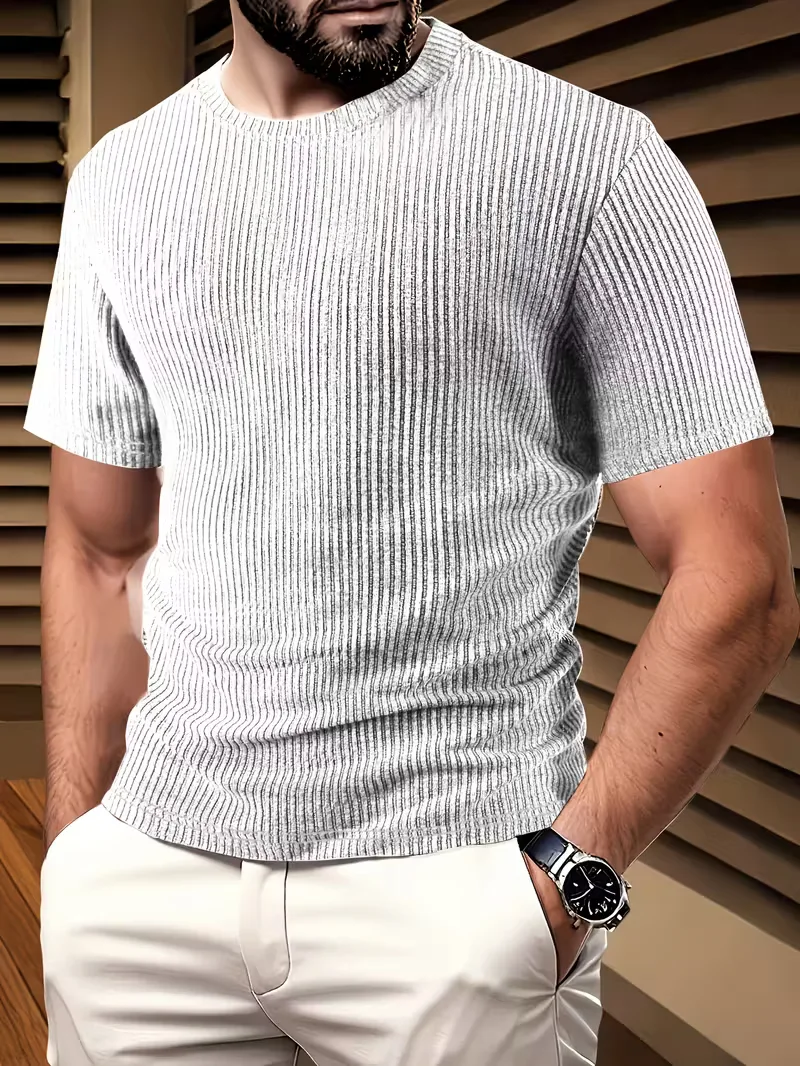 Casual heren T-shirt met jacquard patroon - Image 21