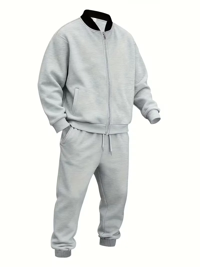 Casual heren set - jas met rits en ronde hals en broek - Image 14