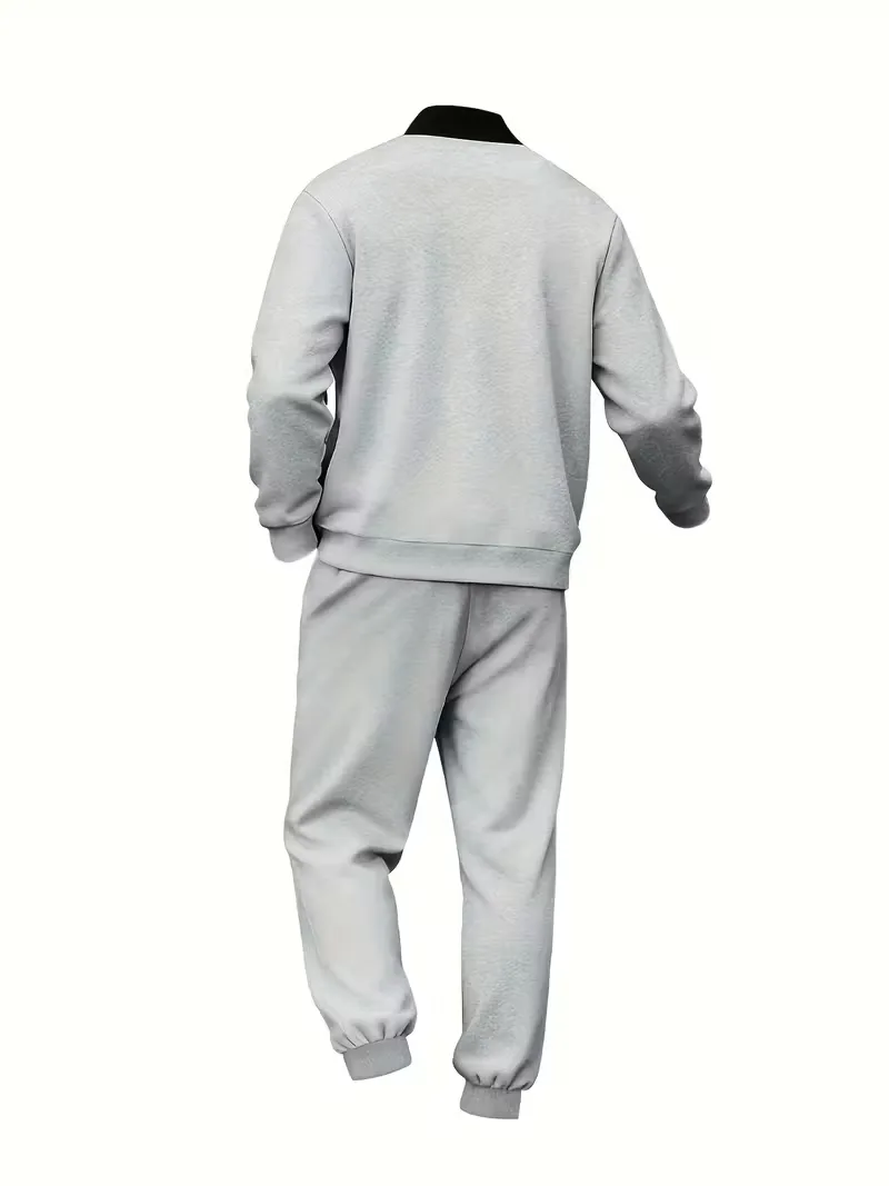 Casual heren set - jas met rits en ronde hals en broek - Image 15