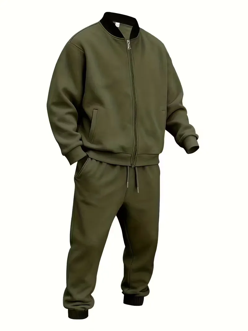 Casual heren set - jas met rits en ronde hals en broek - Image 26