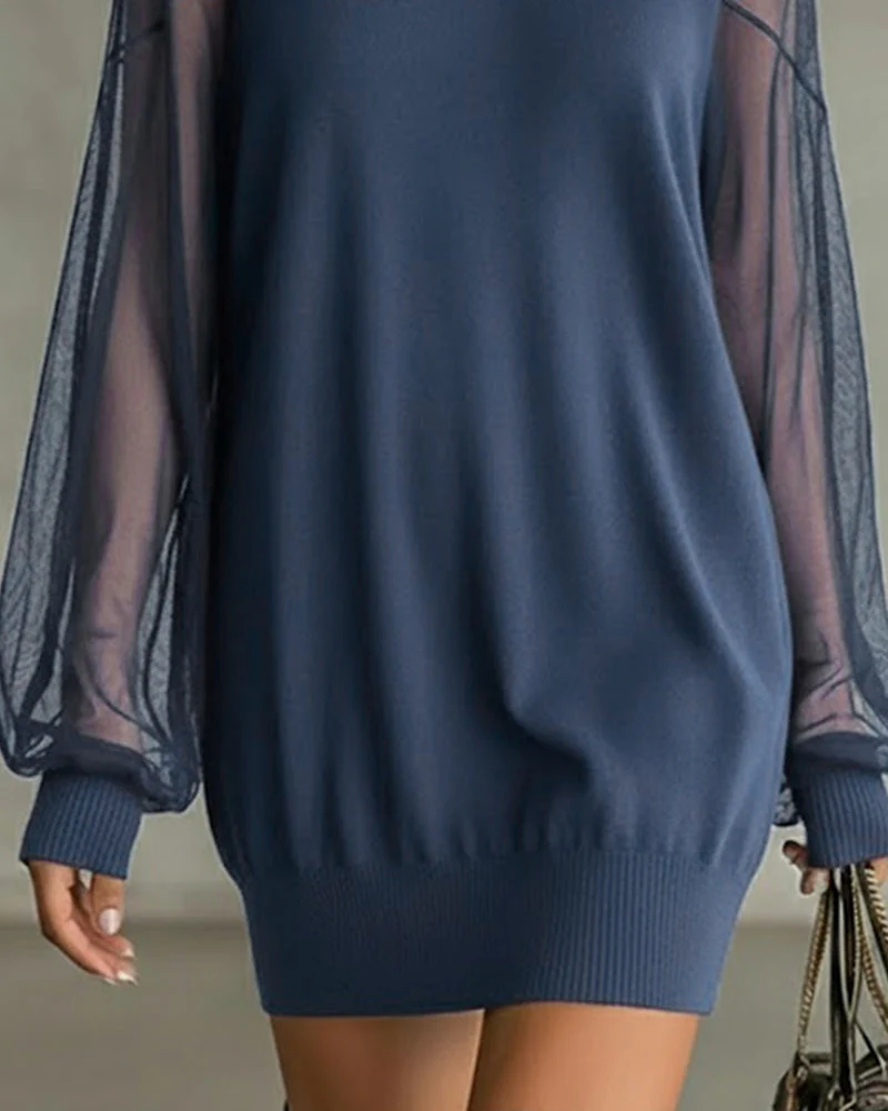 Casual patchwork jurk met lantaarnmouwen - Image 9