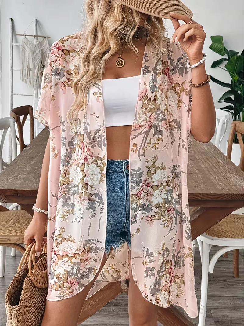 Chiffon cardigan met bloemenprint - Image 3