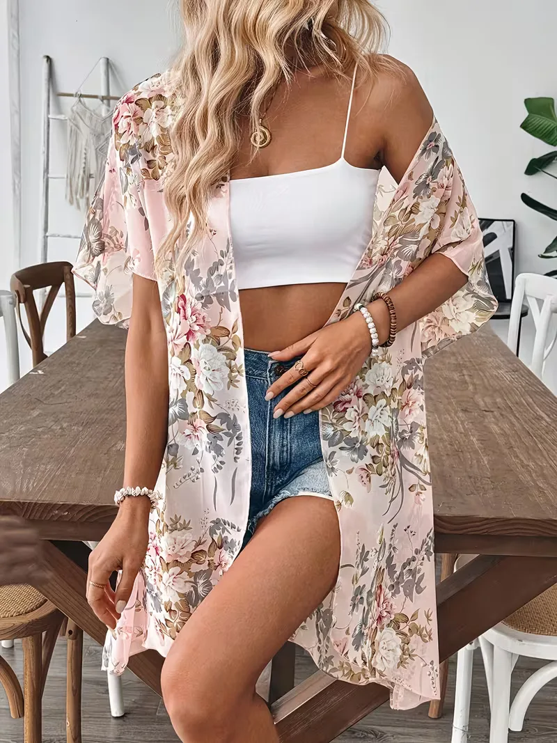Chiffon cardigan met bloemenprint - Image 5