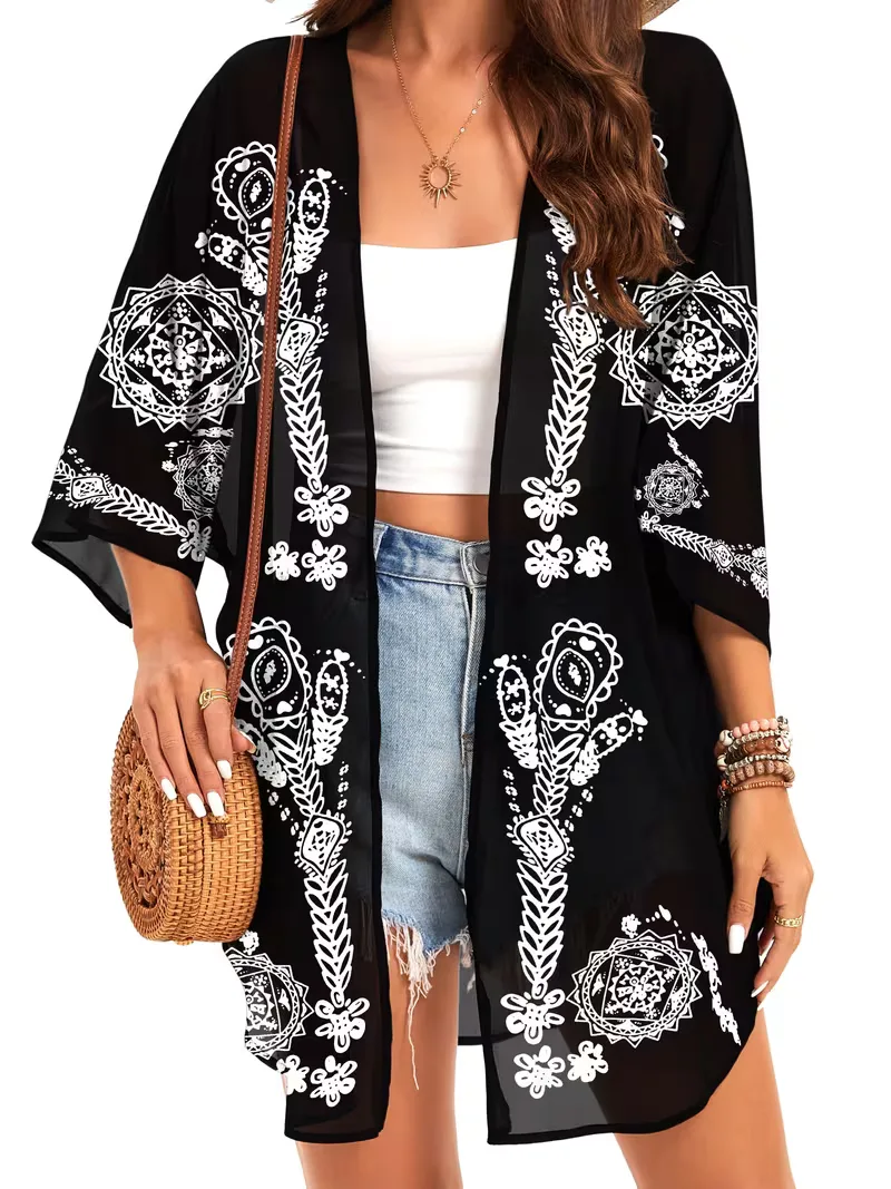Chiffon kimono met bloemenprint - Image 3
