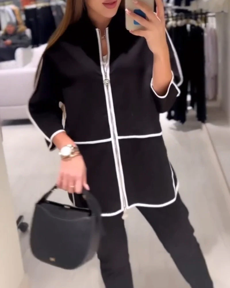 Contrast Coat met rits - Image 5