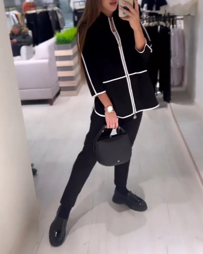 Contrast Coat met rits - Image 6