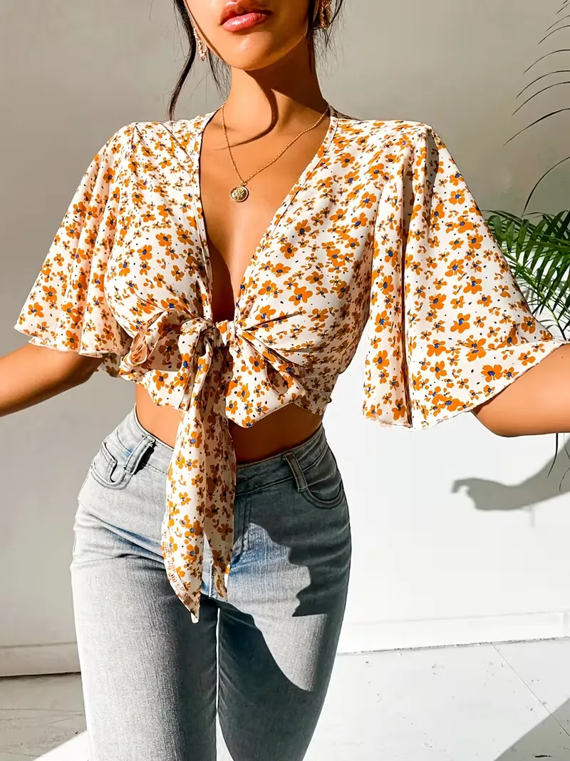 Crop top met bloemenprint - Image 5