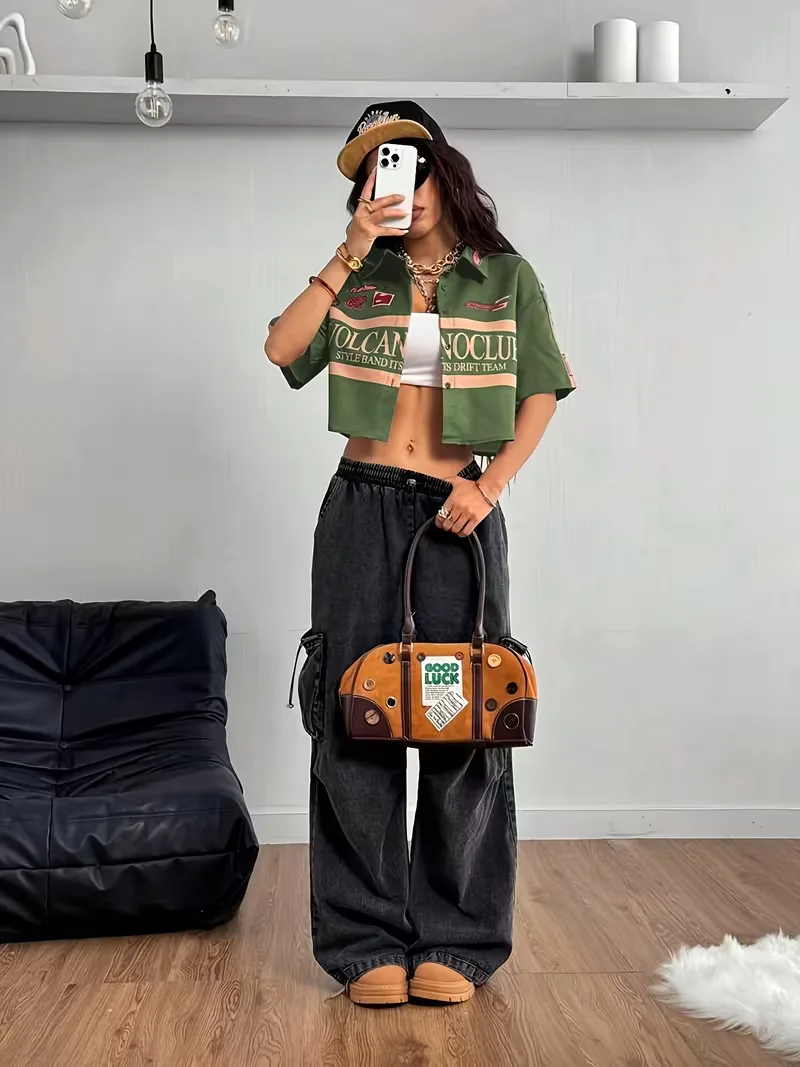 Cropped shirt met mandarin collar - Image 5