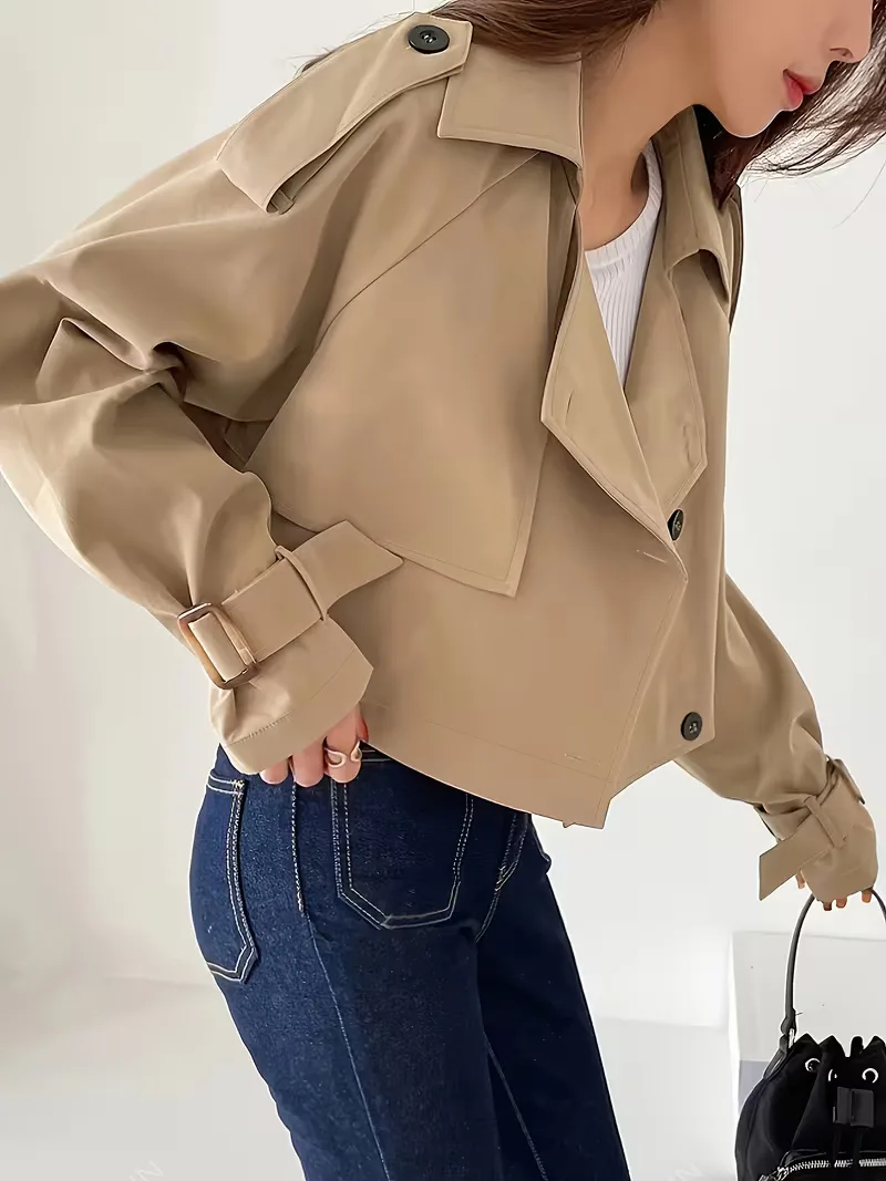 Cropped trenchcoat met dubbele knopen - Image 3