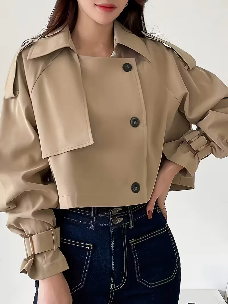 Cropped trenchcoat met dubbele knopen - Image 4