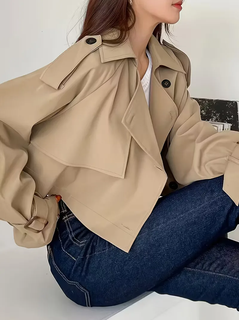 Cropped trenchcoat met dubbele knopen - Image 5