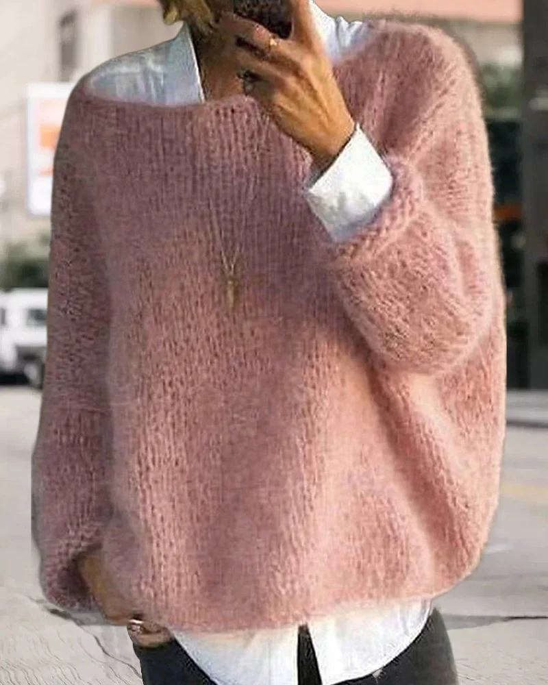 Danique Mell | Effen offshoulder pluizige trui - Image 4