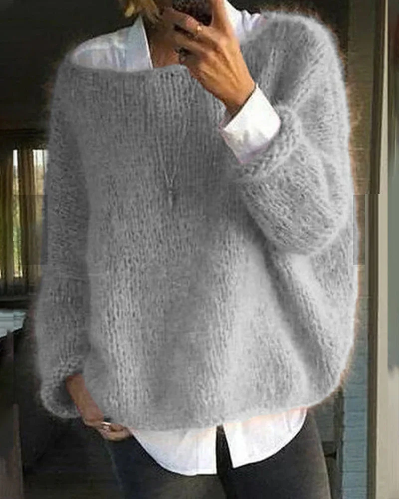 Danique Mell | Effen offshoulder pluizige trui - Image 5
