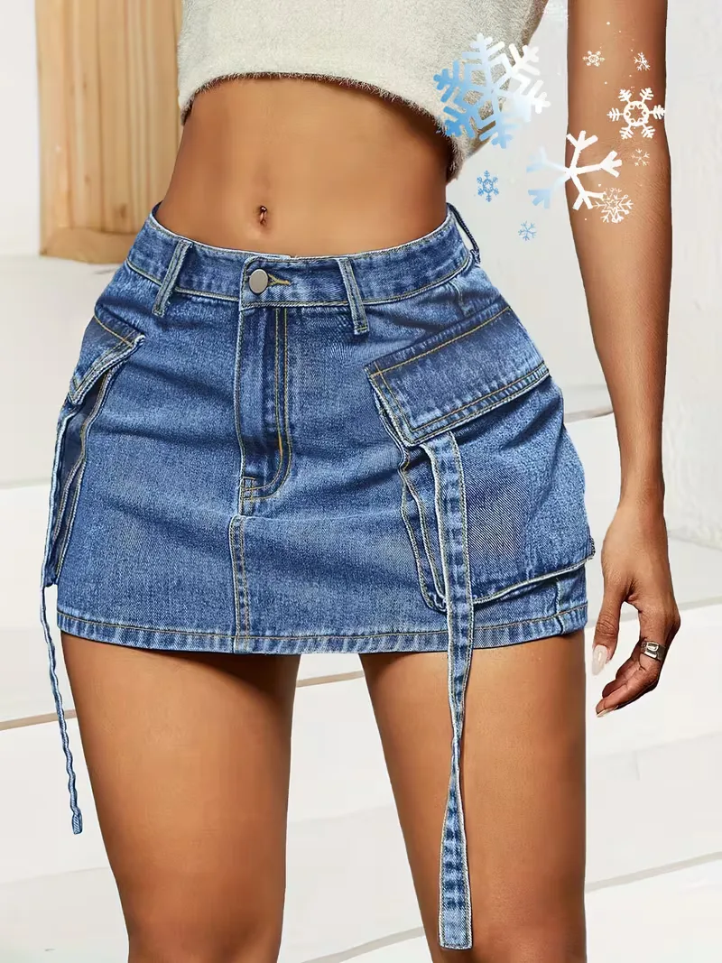 Denim rok met flapzakken - Image 2