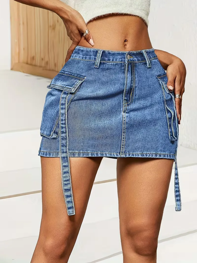 Denim rok met flapzakken - Image 5
