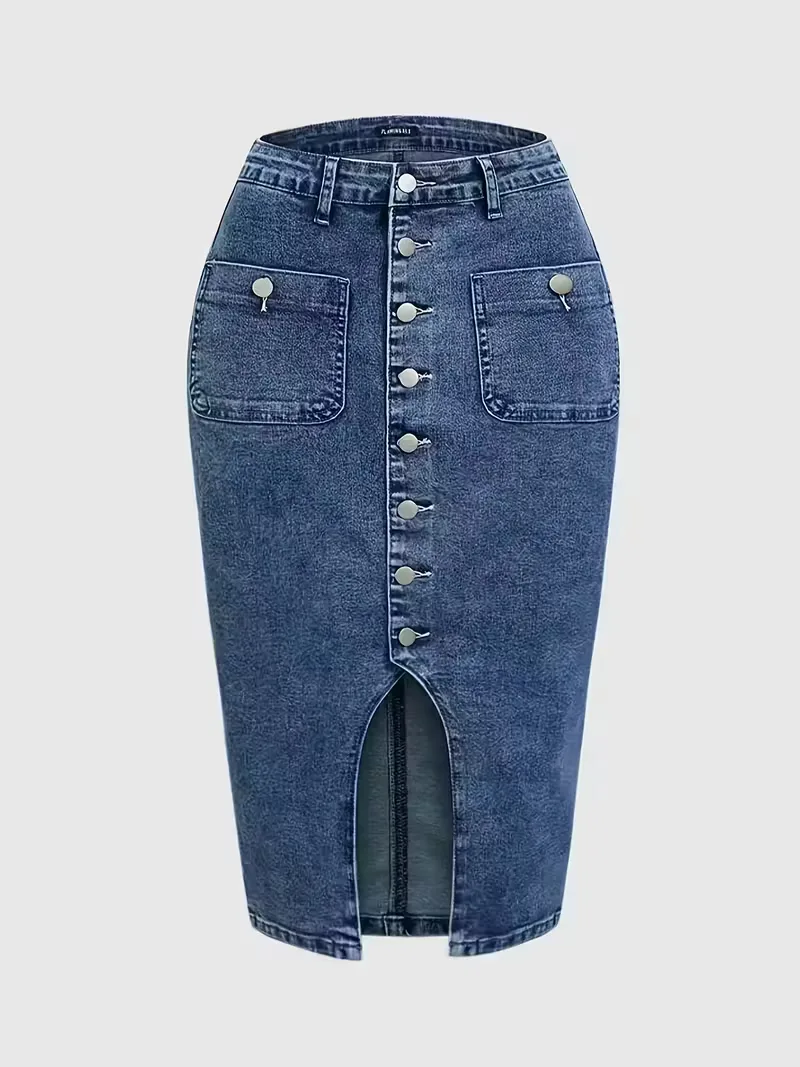 Denim rok met split - Image 6