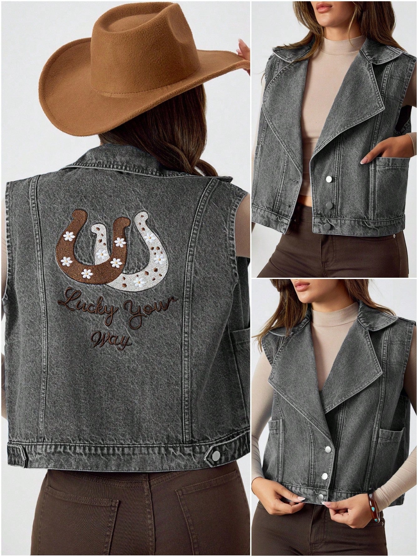 Denimjas met losse pasvorm en halve mouwen - Image 4