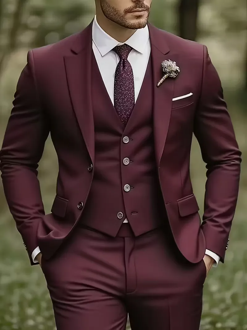 Driedelig heren pak met slim fit en glanzende afwerking - Image 7