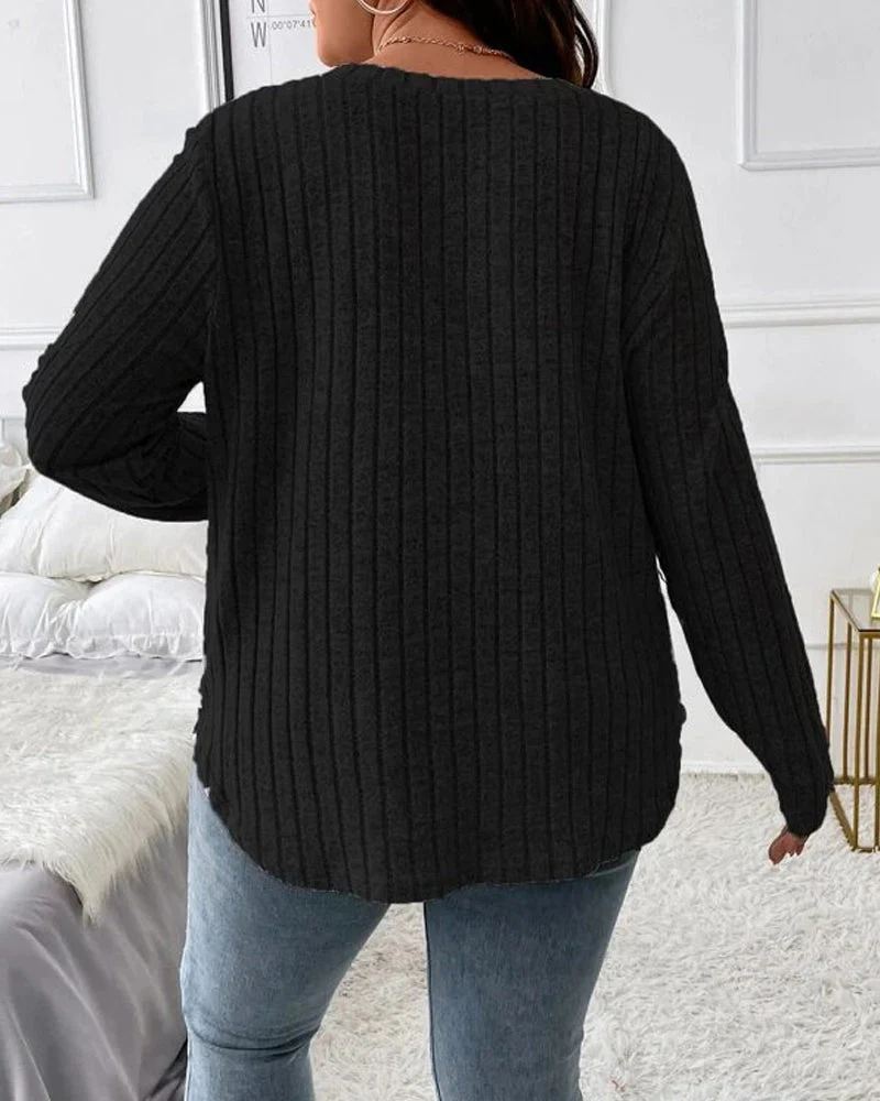 Effen kleur trui met lange mouwen - Image 10