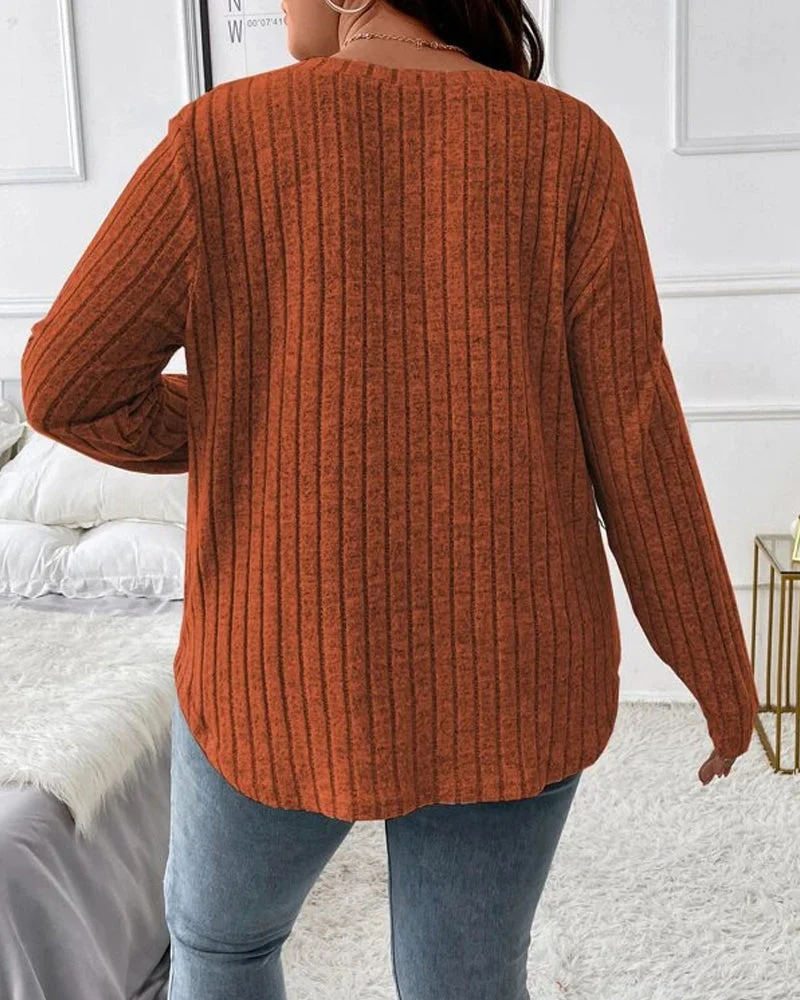 Effen kleur trui met lange mouwen - Image 4