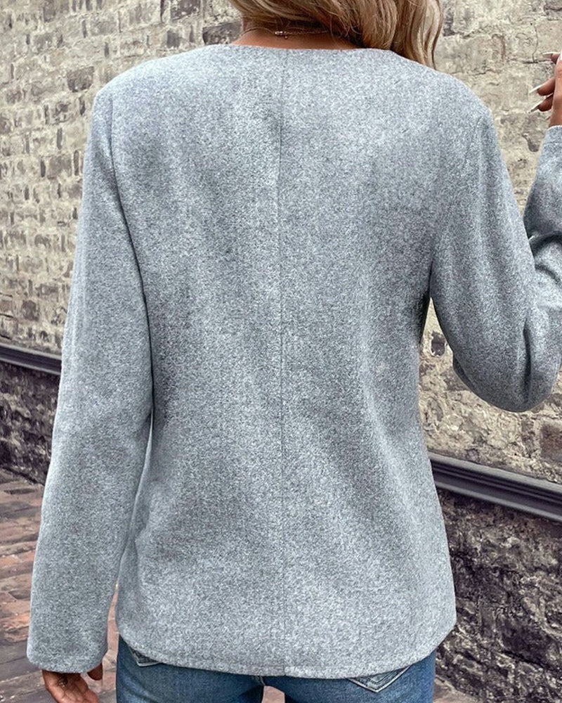 Elegante gebreide jas in een contrasterende kleur - Image 3