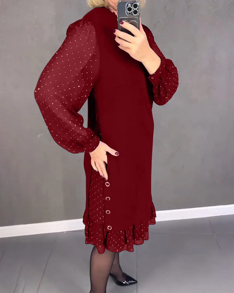 Langarmige elegante jurk met stippen - Image 10