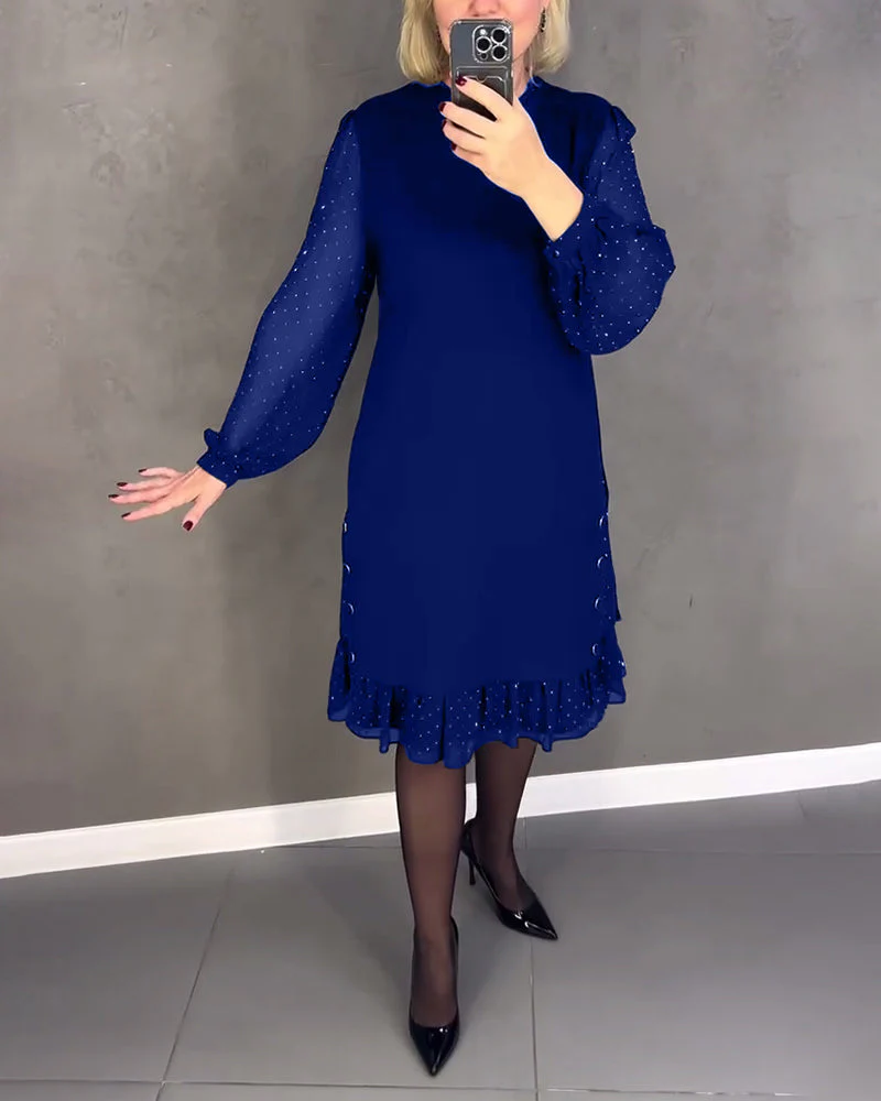 Langarmige elegante jurk met stippen - Image 12