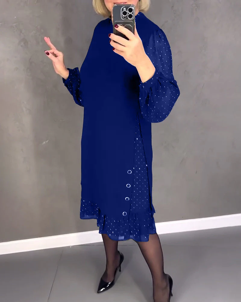 Langarmige elegante jurk met stippen - Image 13