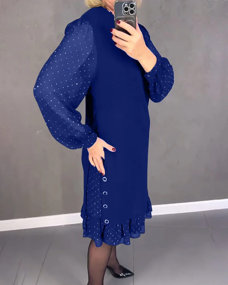 Langarmige elegante jurk met stippen - Image 14