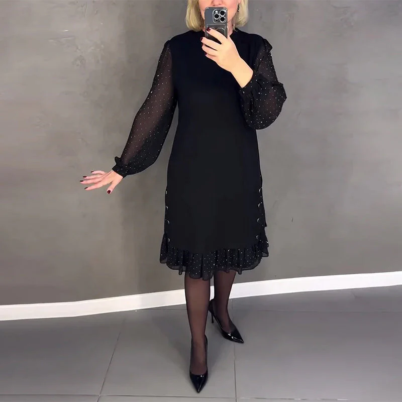 Langarmige elegante jurk met stippen - Image 16